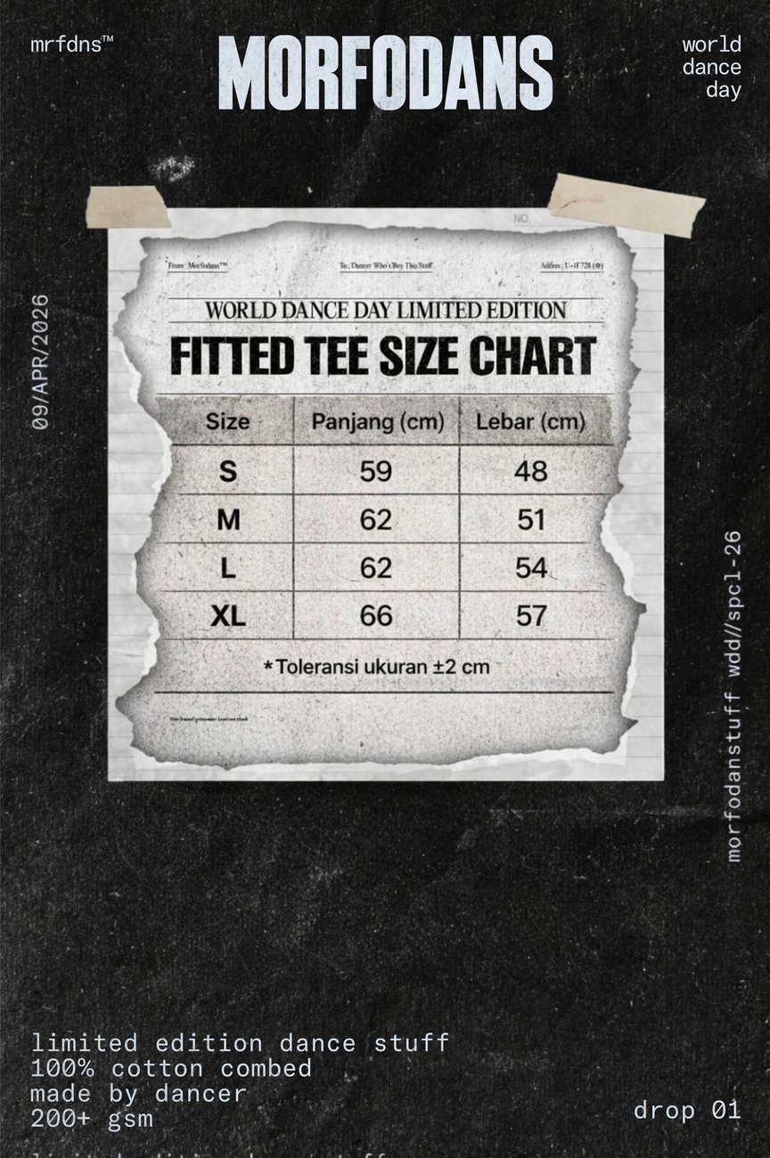 Dance T-Shirt size chart